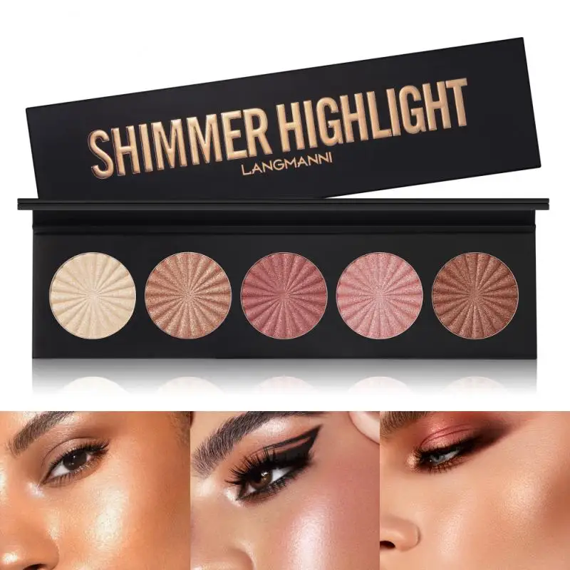 

5Color Face Highlighter Palette Bronzer Contouring Highlight Powder Makeup Face Shimmer Shine High Lighter Iluminador Cosmetics