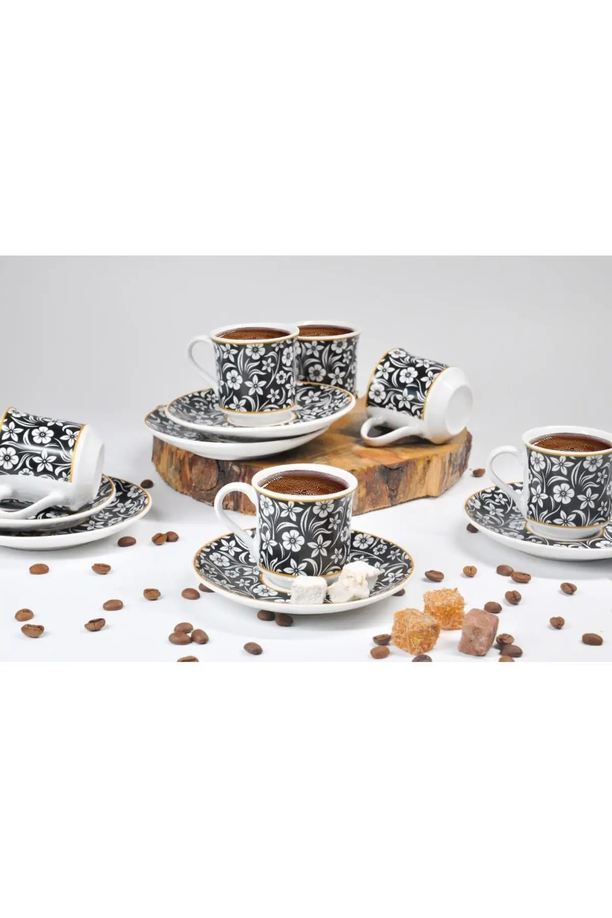 

Amazing Turkish Greek Arabic Coffee & Espresso Cup Set 6 Psc. Porcelain Cup Set