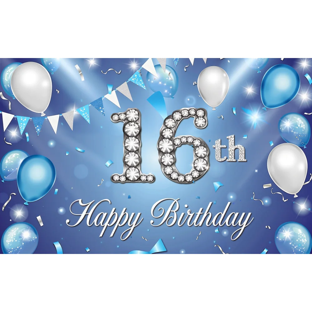 Синие воздушные шары фоны на 16-й день рождения для девочек и мальчиков