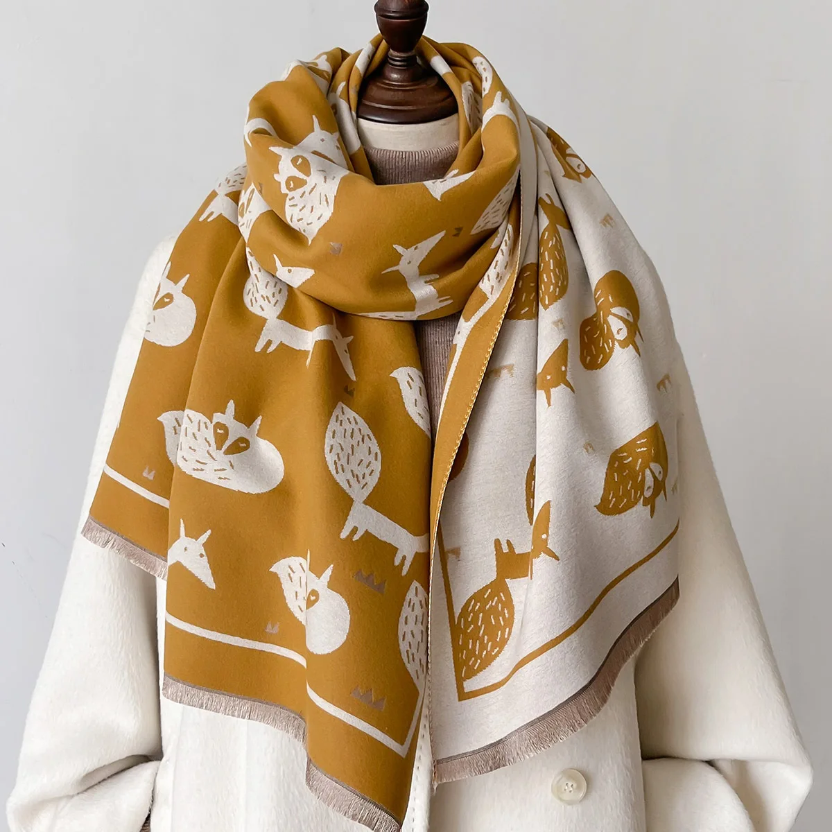 Женский кашемировый шарф толстый теплый из пашмины с имитацией кашемира