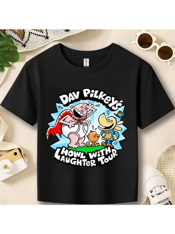 Футболка с собакой Dav Pilkey's, детская одежда, модная футболка для мальчиков, повседневные топы с короткими рукавами и рисунком собаки для девочек, детская одежда