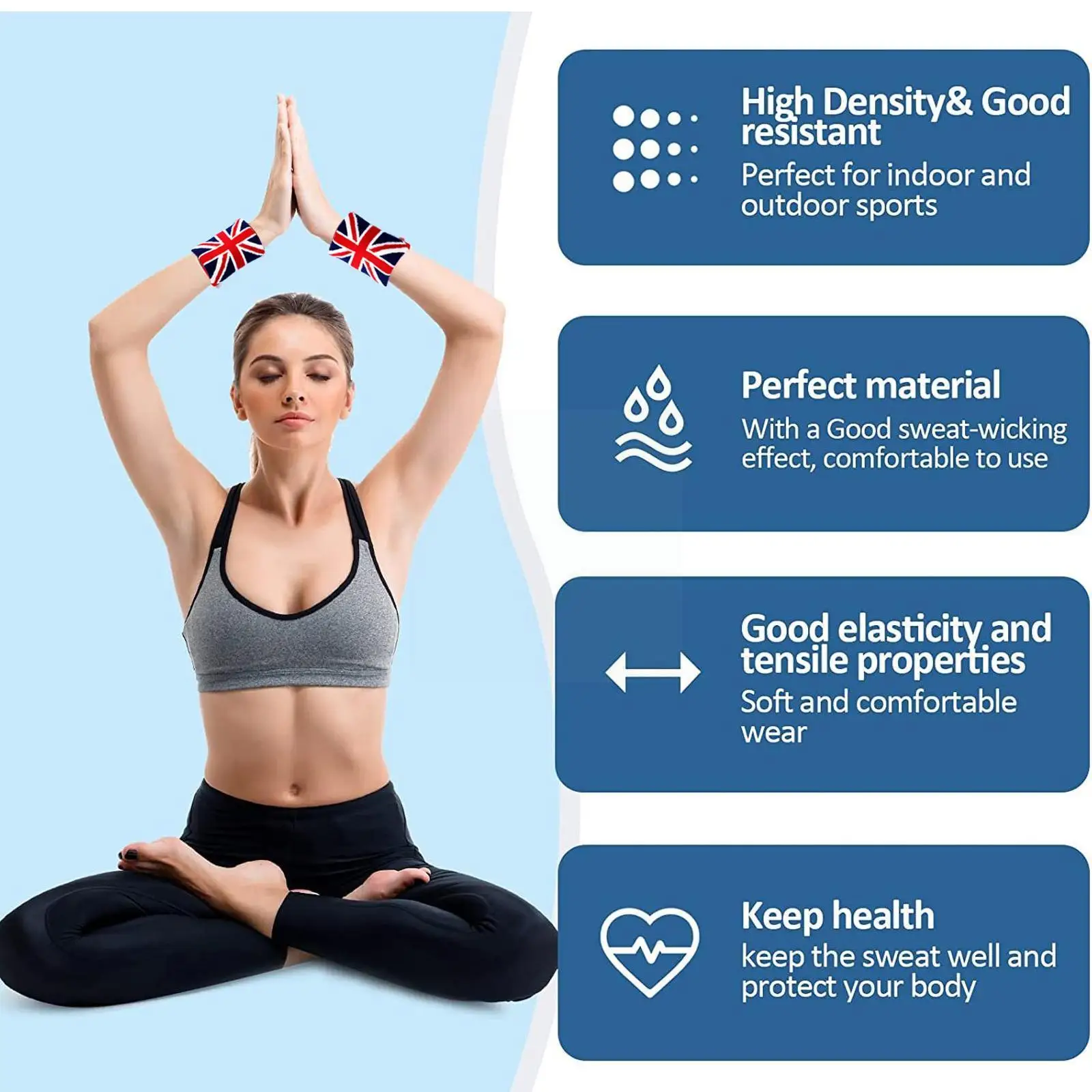 

2pcs Sports Wristband Cotton Sweat-absorbent Basketball Table Tennis Badminton Support Guard Towel Breathable Warm Yoga Wri A1p7