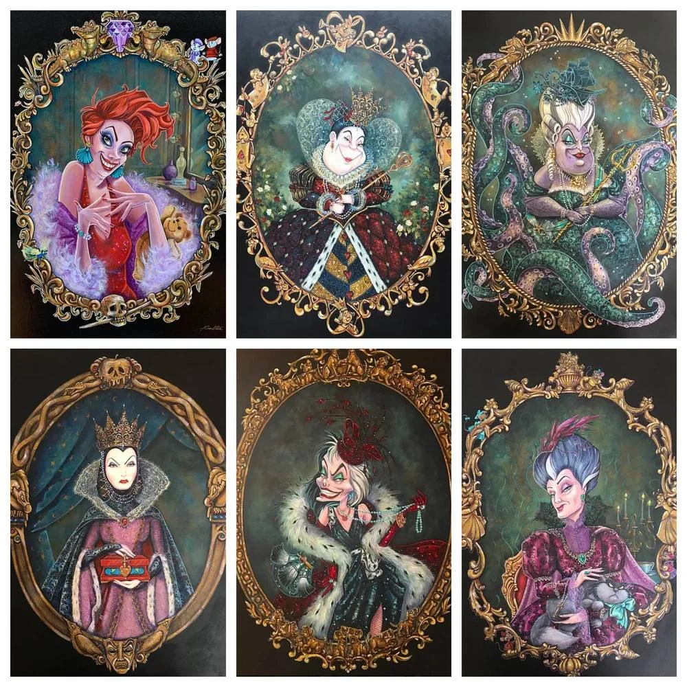 

Disney 5D DIY Diamond Painting Cross Stitch Set Magic Mirror Witch Queen Hand Gift Children's Home Living Room Wall Decoration
