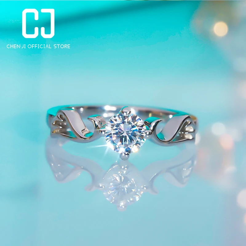 

CHENJI Angel Wing Ring New Index Finger Tail Ring Exquisite Niche Moissanite Single Ring Christmas Gift