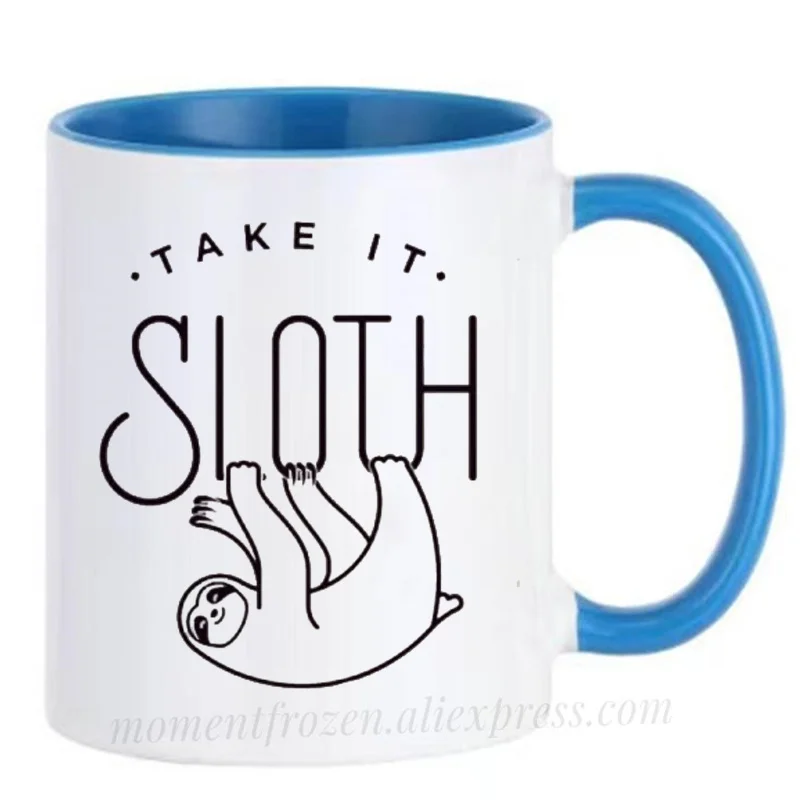 

Take it Slow Sloth Mugs Ceramic Tea Cups Diswasher Coffee Mugen Coffeeware Home Decal Funny Gift Idea Quote Message Drinkware