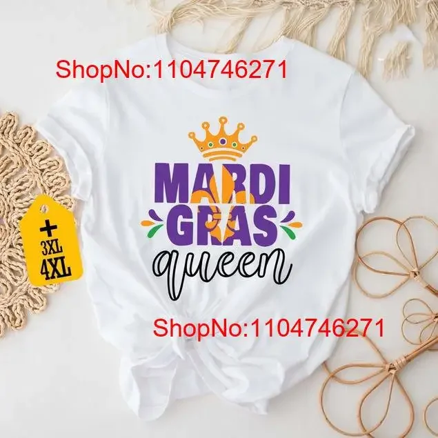 Фото Футболка Mardi Gras Queen, модный карнавальный праздничный наряд Луизианы, винтажная стираная уличная одежда, слегка мода, универсальная графика №1