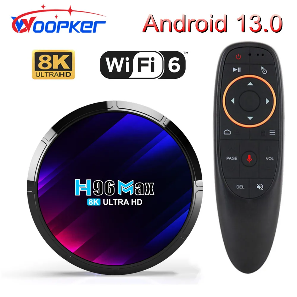 Woopker Android 13 TV Box H96 MAX RK3528 Rockchip 3528 Quad Core 8K Media Player Wifi6 BT5.0 4GB 64GB Google Voice Set Top Box
