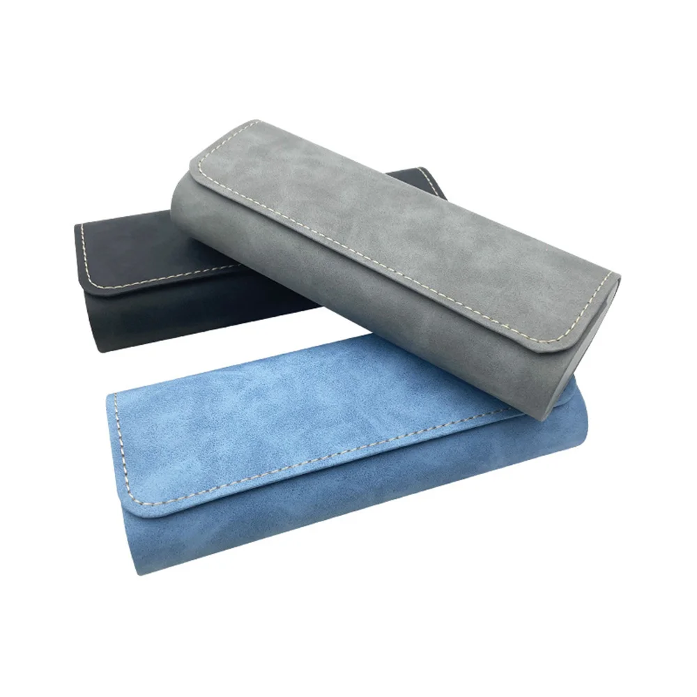 

1pc Simple Leather Eyewear Case Optical Retro Myopia Glasses Sunglasses Storage Box Fashion for Men and Women