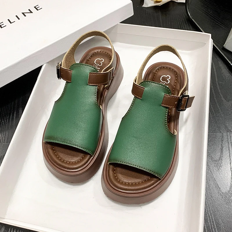 

Сандалии женские в стиле ретро, мягкие дышащие босоножки без застежки, модная летняя обувь, 2023