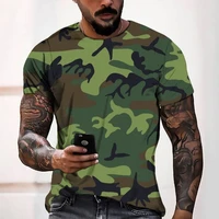 3d digital printing camouflage mens casual loose short sleeved t shirt
