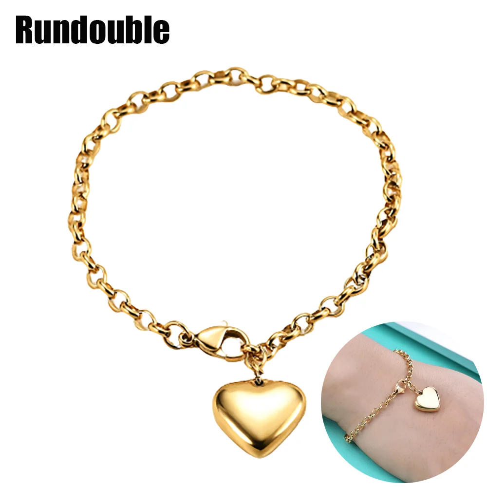 

Exquisite Heart Bracelet For Women Fashion Charm Korean Stainless Steel Chain Bracelets&Bangle Party Birthday Mujer Jewelry Gift