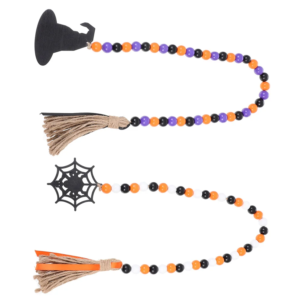 2 шт. Хэллоуин бусины с кисточками украшение для банки деревянная гирлянда