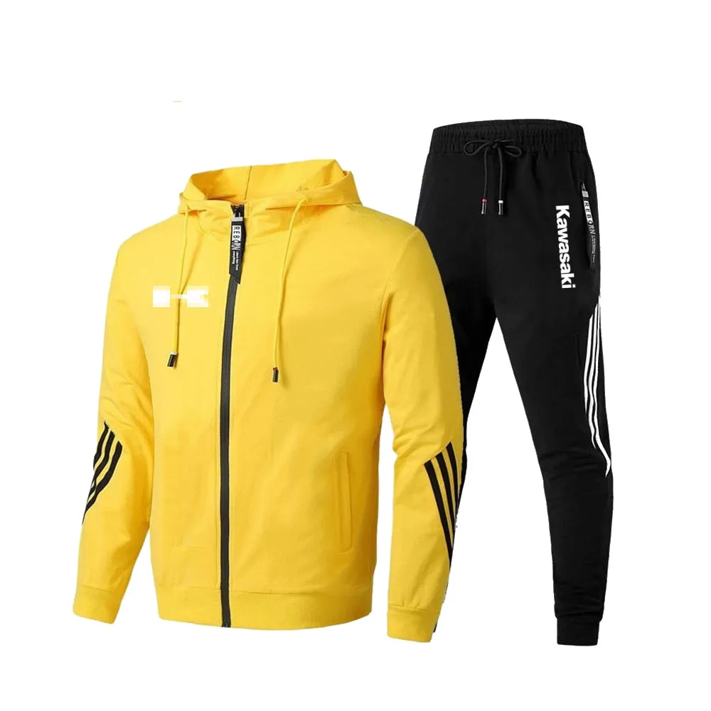 

Мужской повседневный спортивный костюм Kawasaki, куртка на молнии с капюшоном и брюки, спортивный костюм, свитшот, повседневный мужской комплек...