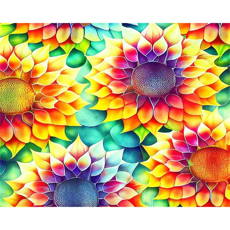 

GATYZTORY Oil Painting By Numbers Colorful Sunflower Drawing By Numbers Wall Art Adults Crafts Flowers Diy Gift Home Decors