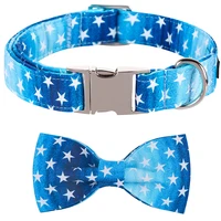 personalized blue star dog collar with bowtie blue dog collar pet dog collar for large medium small dog