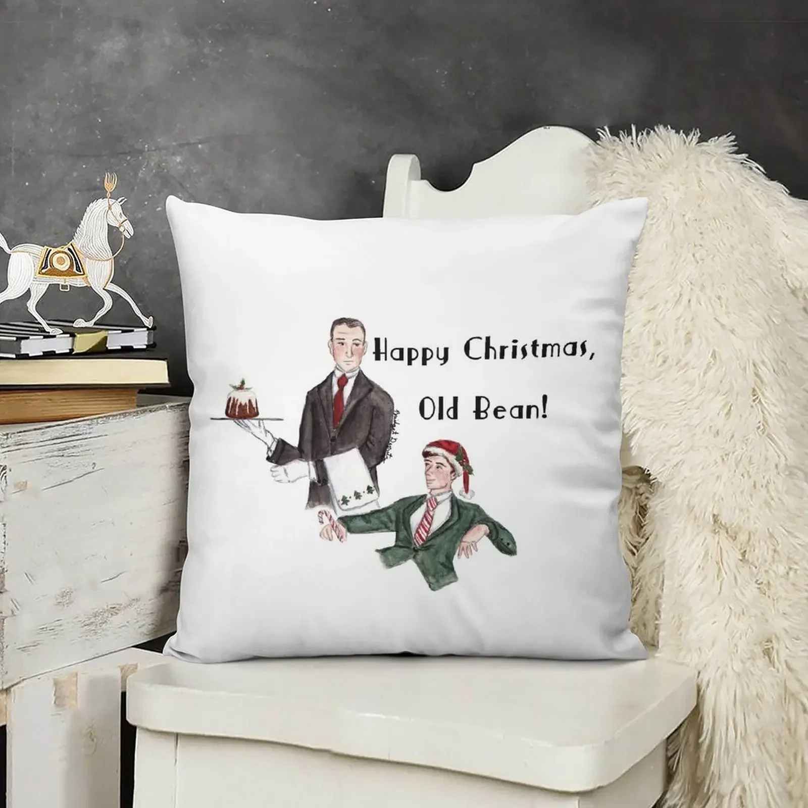 Веселый Юле-Тяд Дух П.Г. Декоративная подушка Wodehouse Jeeves and Wooster рождественская
