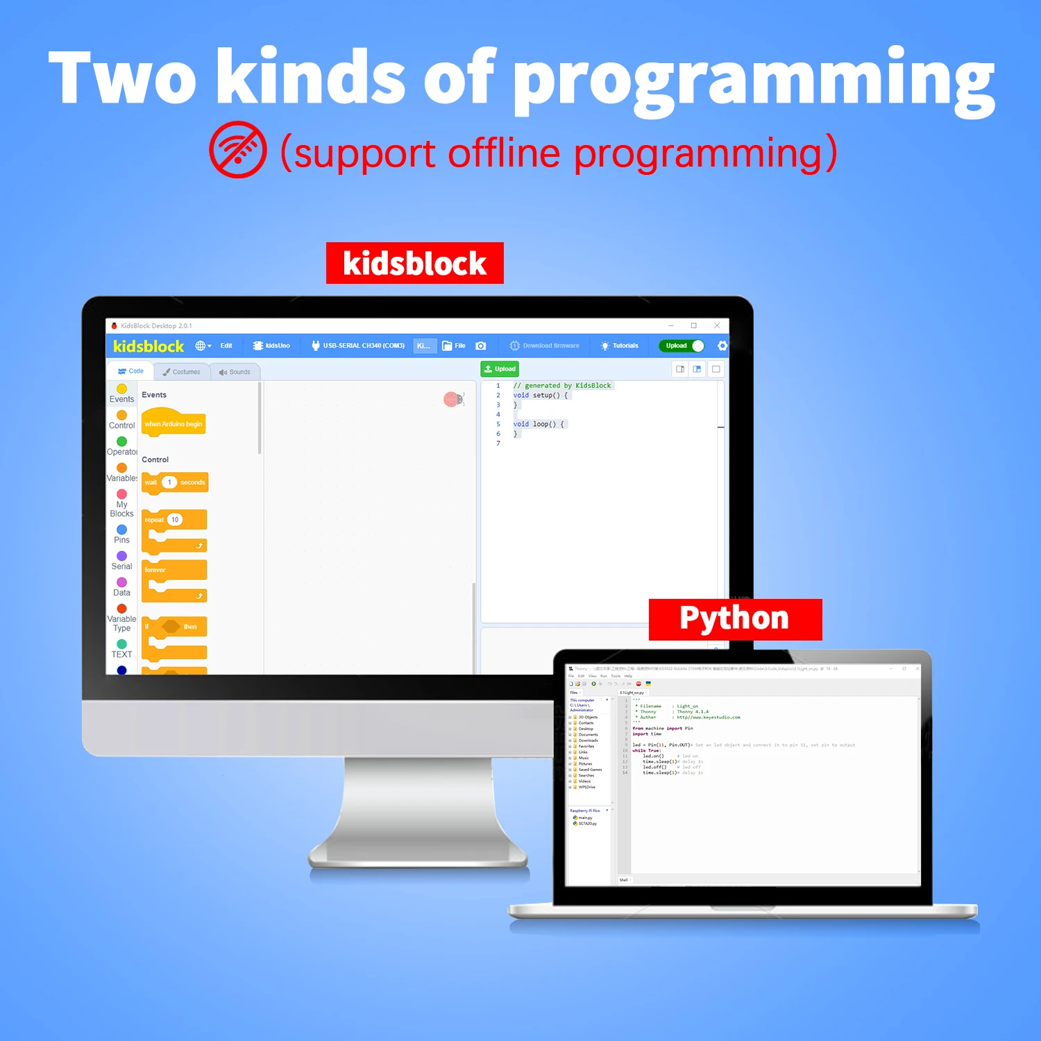 Kidsbits STEM Electronic Building Blocks Smart Binsite Kit с платой esp32/Pico Board/UNO Board Поддержка Kidsblock и Python
