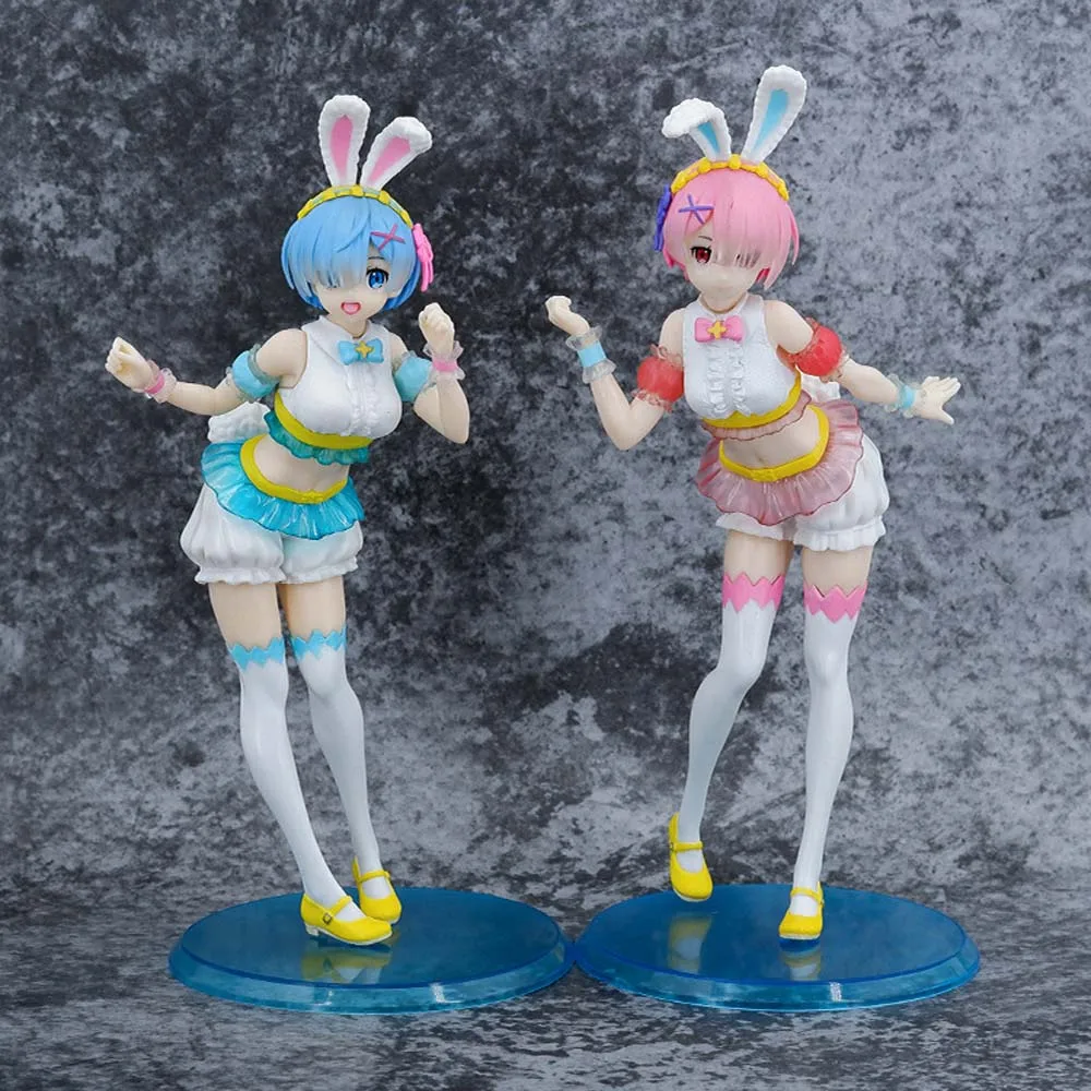 

24CM Anime Re:Life In A Different World From Zero Figure Ram Rem Bunny Girl PVC Collection Action Figure Model Toys Dolls