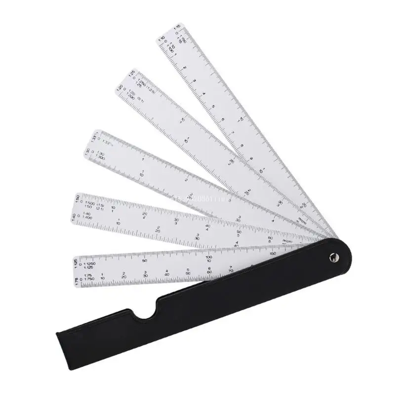 

Multi-Functional Fan Scale Ruler Draft Engineer Measuring Metric Office Supply Dropship