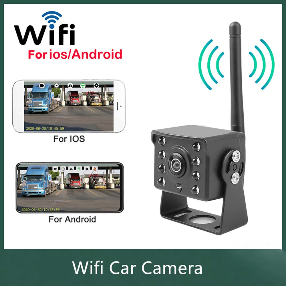 

720P Fisheye Lens WiFi Wireless Car Rear View Camera Truck Bus 12V-36V Automobile LED Reverse HD Night Vision Backup Camera