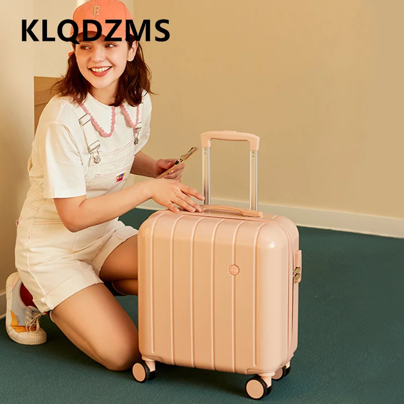 KLQDZMS 18 Inch The New Men and Women Roller Trolley Suitcase Small Boarding Luggage Silent Universal Wheel Portable Handbag