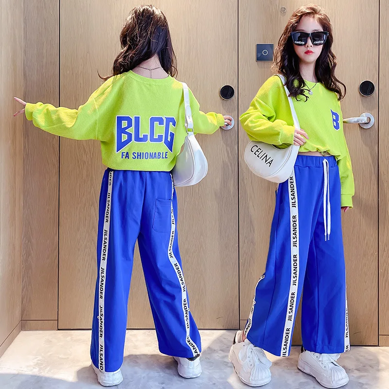 

Весенние модели для детей и девочек 2022, костюм с буквой B, детская одежда, модный красный комплект из двух предметов с сеткой и веером