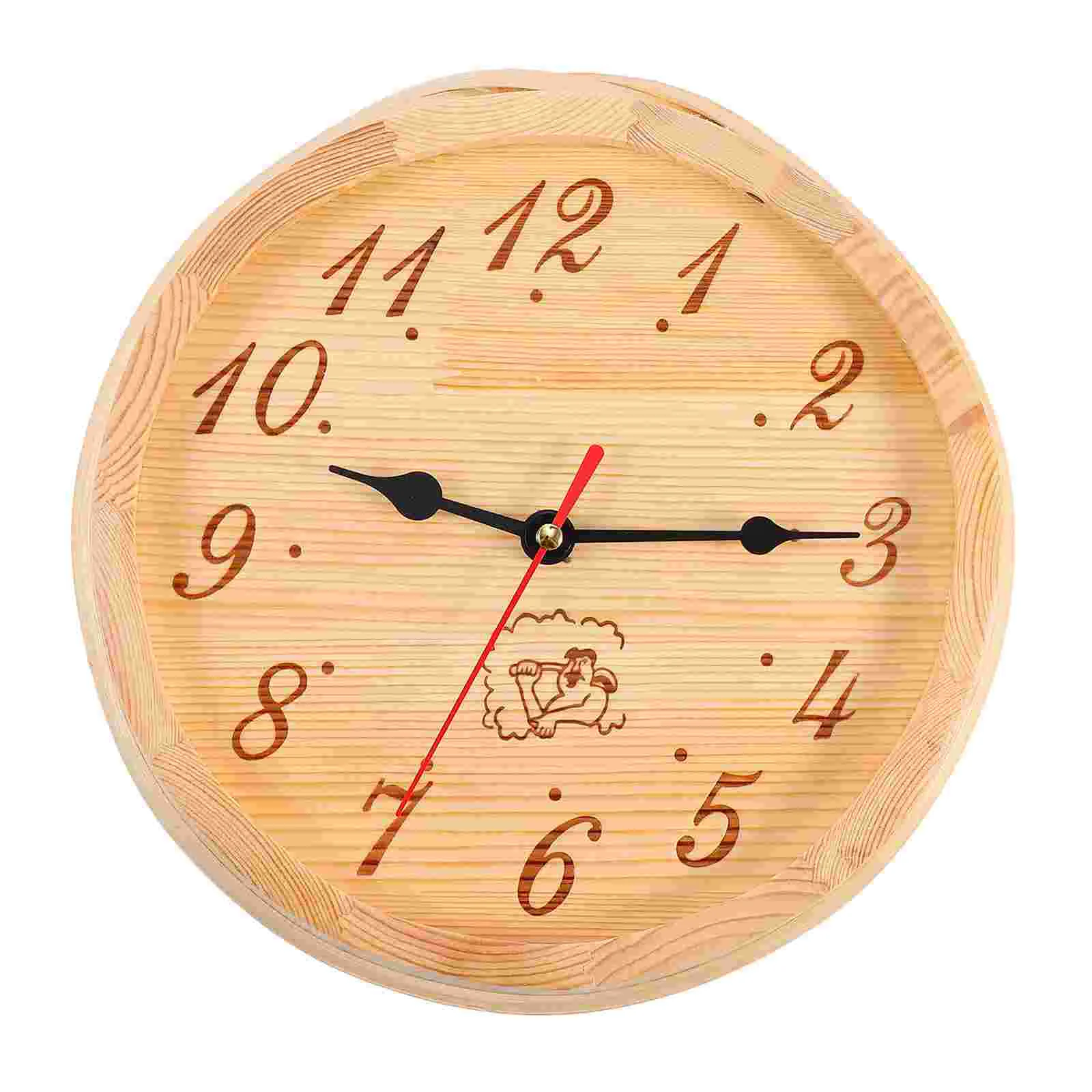 

Sauna Wooden Clock Decorative Timer Wall Hanging Steam Room Equipment Silent Clock