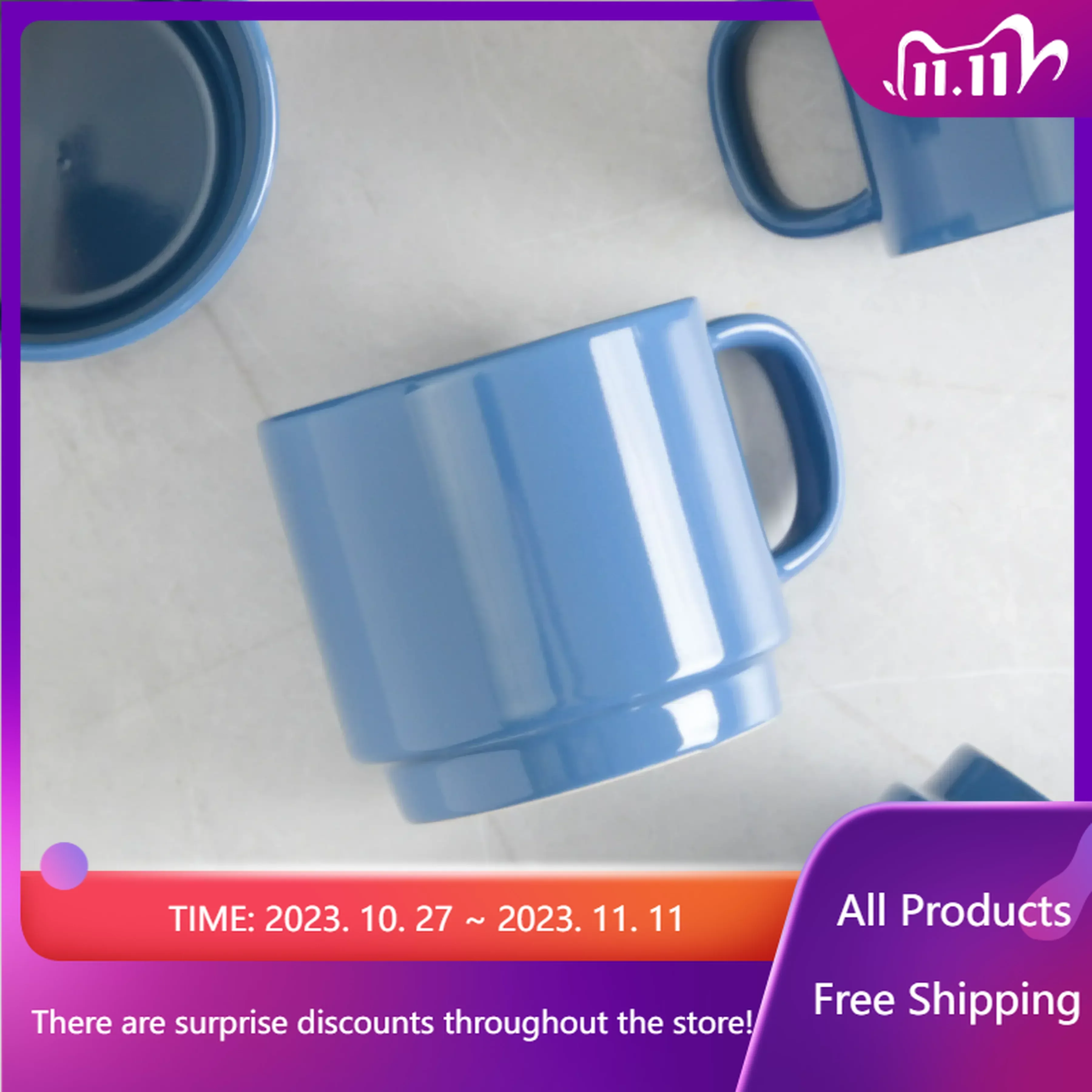 

Cups 14.8-Ounce Stackable Dark Blue Stoneware Mug Set, Set of 4, Mugs Coffee Cups , Mug Fast Transportation Sales Promotion