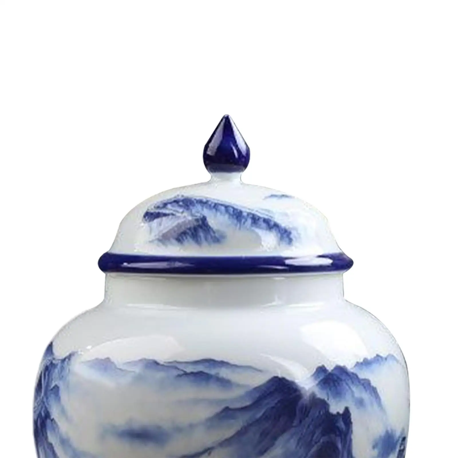 2Pcs Porcelain Ginger Jars Ink Style Great Wall Food Storage Container Glazed images - 6