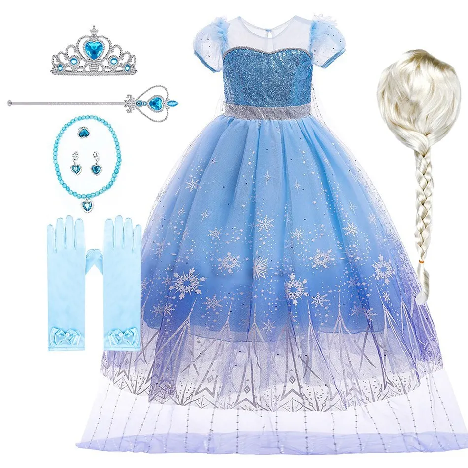 

Летняя одежда для маленьких девочек 3-10 лет, детское новое платье Эльзы для конкурса, Детский костюм принцессы для выступления, роскошное пл...