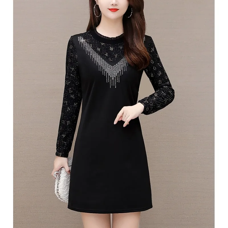 Женское платье с флисовой подкладкой Mom Sle осень и зима 2023 новая маленькая