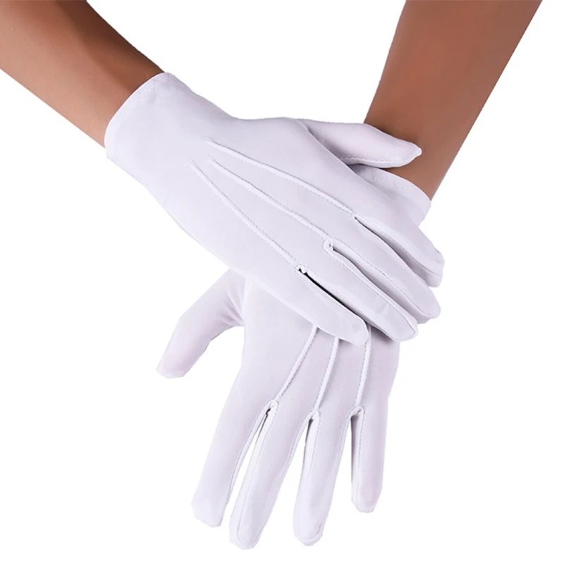 

Uniform Seams Gloves for Parade Costume Solid Color Full Finger Mittens for Poli
