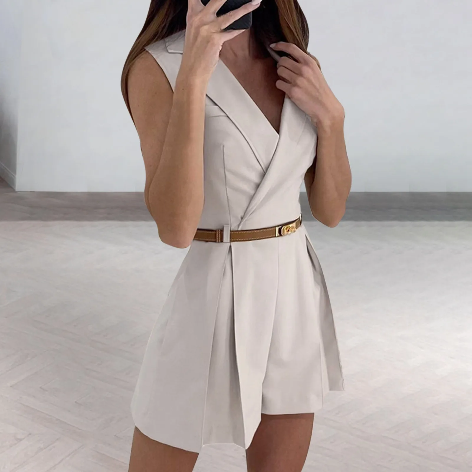 Женский модный весенне-летний темпераментный комбинезон с V-образным вырезом и