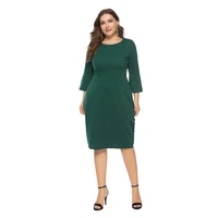 elegant womens dresses plus size high quality formal femme collection 2022 luxury casual runway midi solid green 6xl prom party