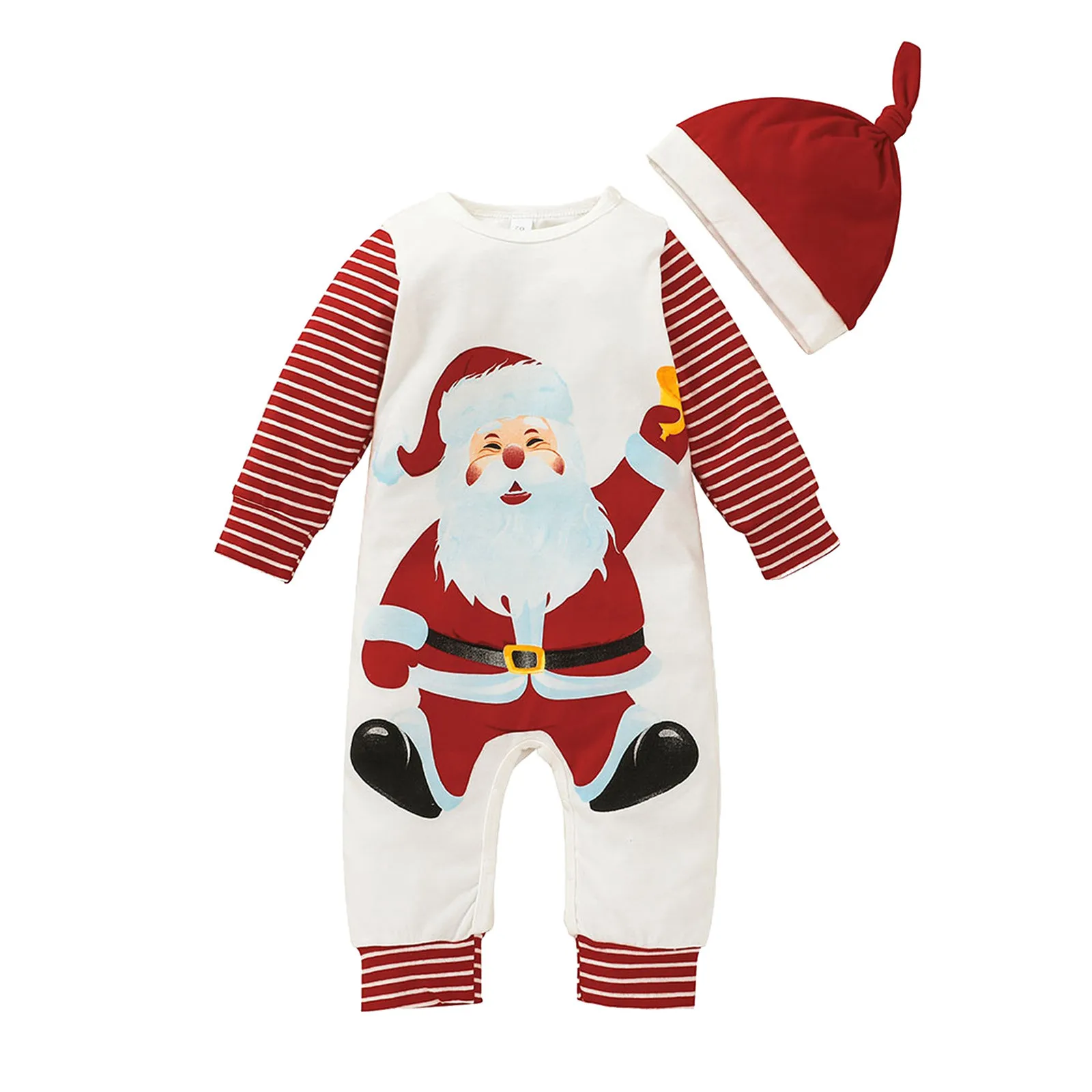 

Romper Girls Christmas Xmas Santa Baby Jumpsuit+Hat Striped Infant Boys Printed Girls Baby Girl Pants Girls Rompers Size 12-14