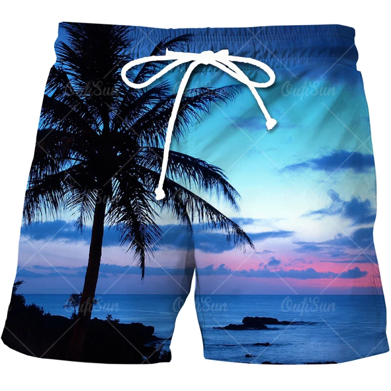 

2022 Summer New Men's Beach Shorts Hawaii Casual Sports Shorts Natural Plants 3D Printing Shorts Qrying Is Fast and Breathable