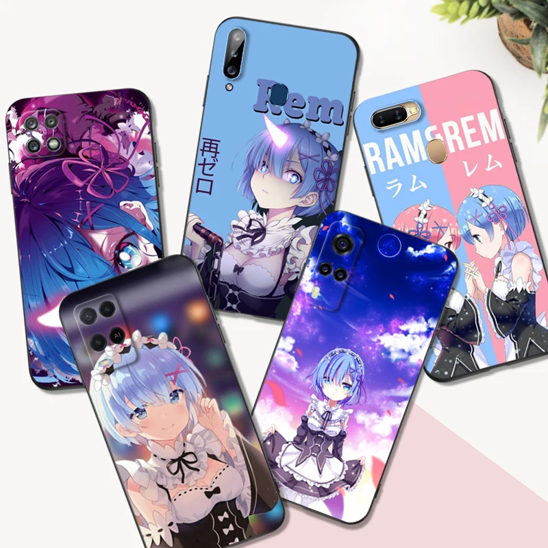 Черный чехол ТПУ для OPPO A1K A5 A5S A5XS A3S AX5 A11 A11X A12E A12 A7 A9 A9X 2018 2020 Ram Rem аниме мультфильм