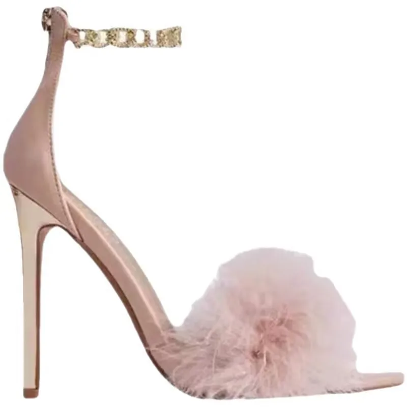 White Women Heels Flower Sandals Summer Wedding Shoes Bride Shoes Black Thick Heels Party Shoes Fashion Open Toe Women Pumps