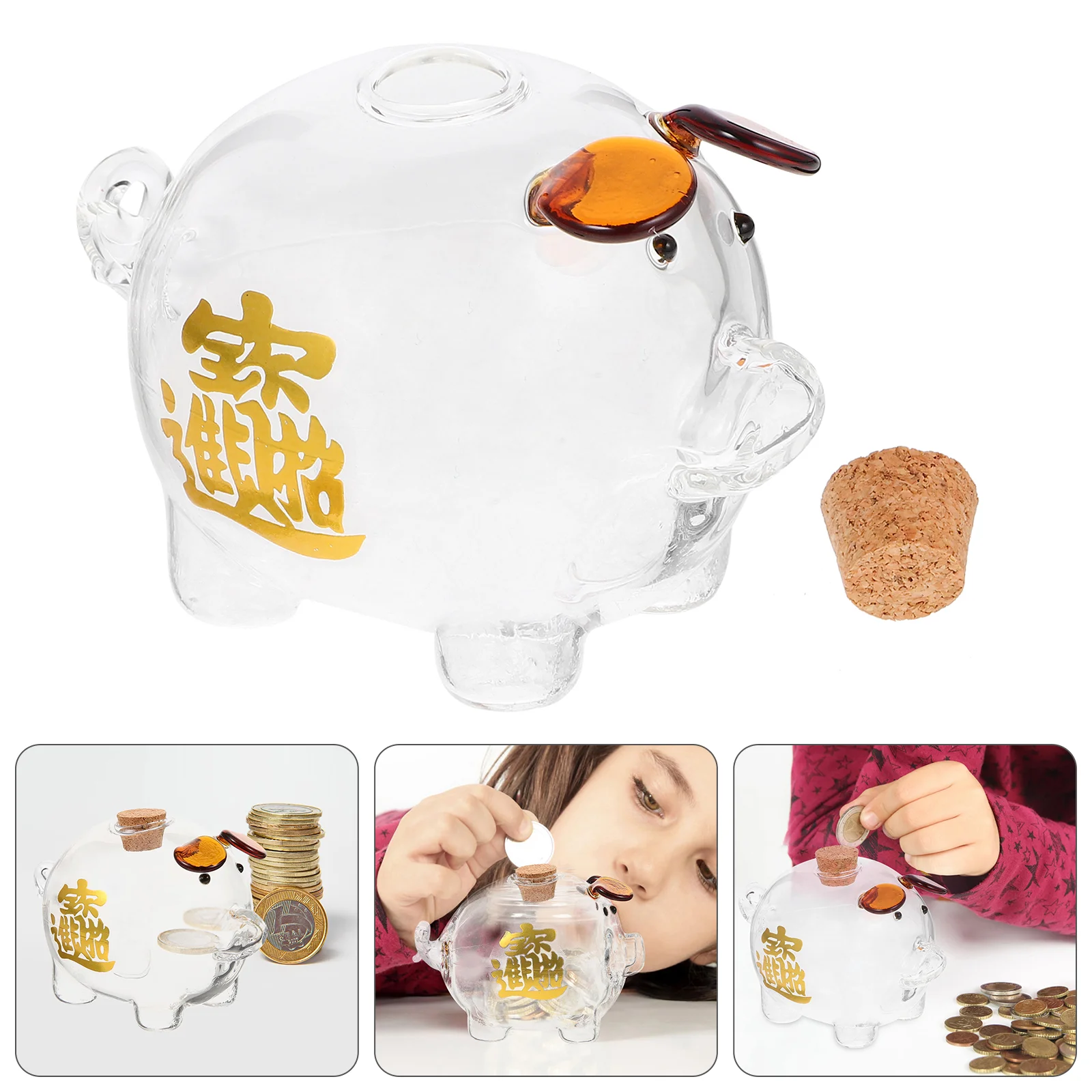 

Piggy Bank for Boys Decorative Saving Pot Transparent Girls Cartoon Kids Banks -shaped Money Creative Child