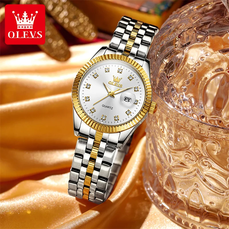 OLEVS Ladies Wrist Watches Luxury Brand Rhinestones Waterproof Luminous Stainless Steel Watch for Women Relogio Feminino enlarge