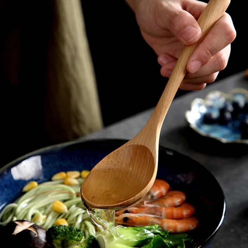 

2 шт. деревянные ложки большой суповая ложка японский Стиль деревянные ложки комплект столовая ложка ужин в ресторане сервировочные ложки деревянные столовые приборы
