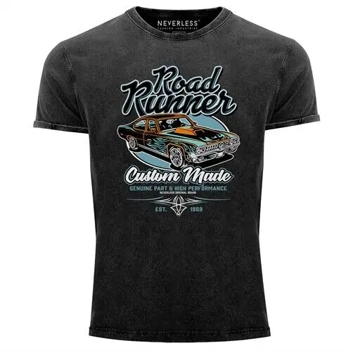 Фото Небесно ®   Мужская футболка Винтажная рубашка с принтом Roadrunner American Muscle №1