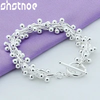 925 sterling silver smooth grape bead bracelet chain for women party engagement wedding birthday gift fashion charm jewelry