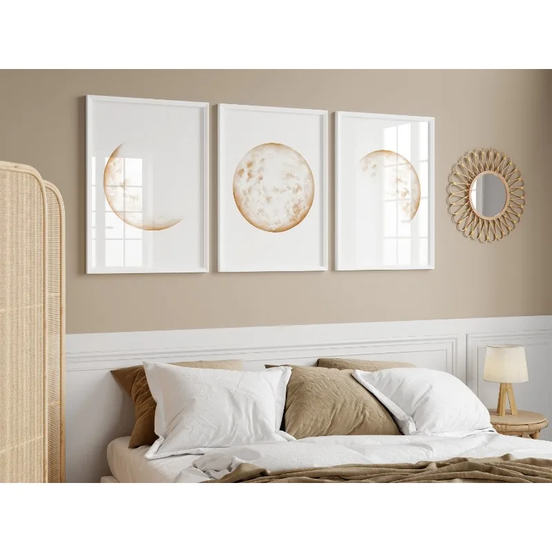 Набор abstrait de 3 affiches célcélcélcélde phase Boho бежевый дыню al Moon décor Backdrop salon room-couc