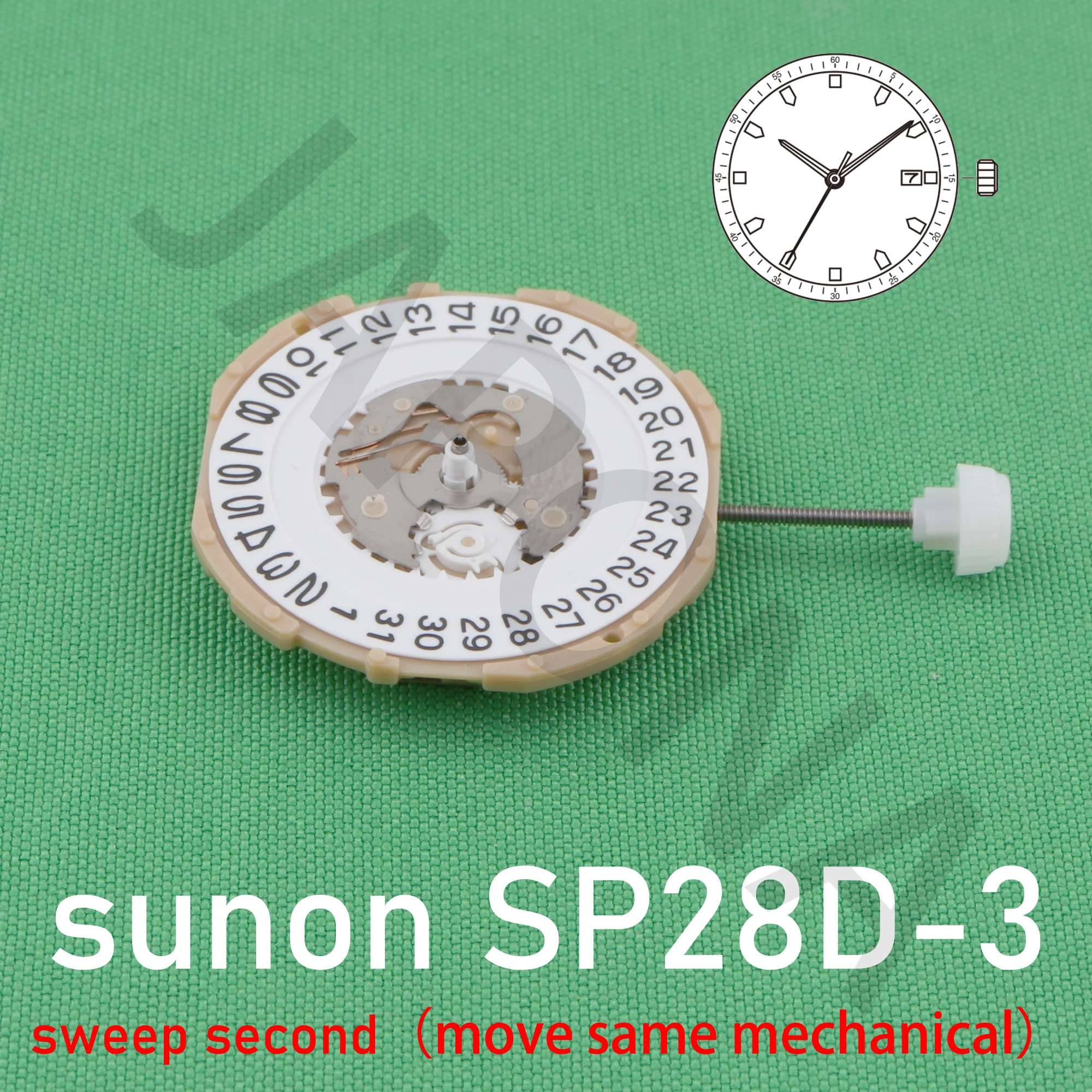 sp28 movement Chinese sunon sp28d-3 movement sweep second movement with date move same machinery movement replace 2115 movement