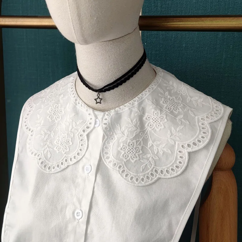

Linbaiway Big Lapel Blouse Fake Collars for Women Shirt White False Collar Shirt Necktie Detachable Shirt Collar Accessories