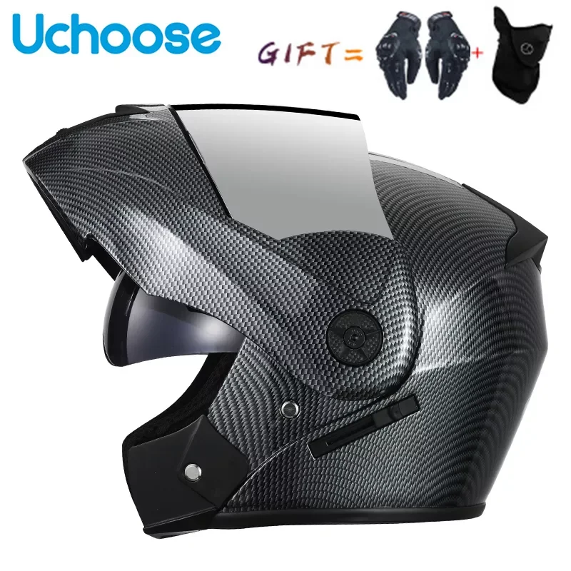 

2021 New Motorcycle Helmet Flip Up Helmet Dual Lens Motorbike Helmets Modular Visors For Adults Full Face Safe Motocross casque