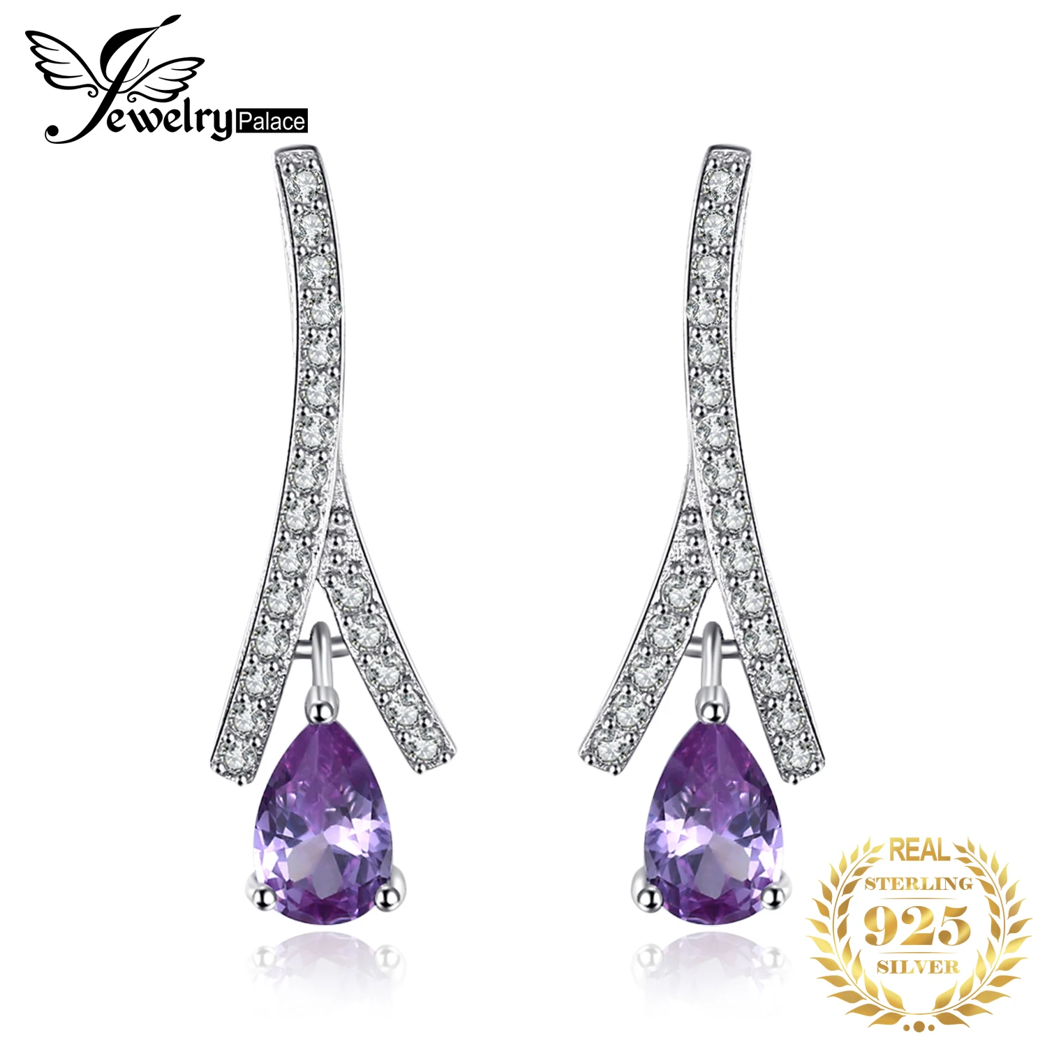 

JewelryPalace Water Drop Created Alexandrite Sapphire 925 Sterling Silver Dangle Drop Earrings for Women Gemstone Jewelry