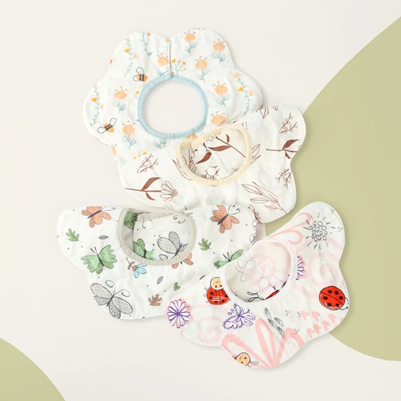 

K5DD От 0 до 2 лет Детские хлопковые нагрудники из ткани отрыжки, мягкие нагрудники для новорожденных, 3-слойные слюнявчики, для