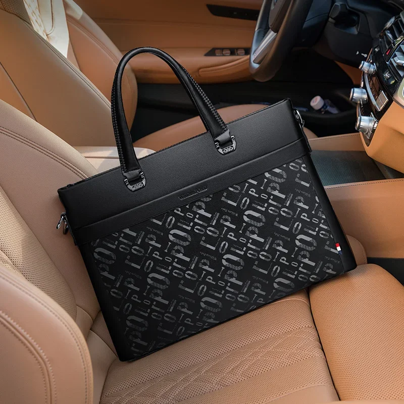 Портфель мужской деловой из воловьей кожи многофункциональная сумка-тоут в